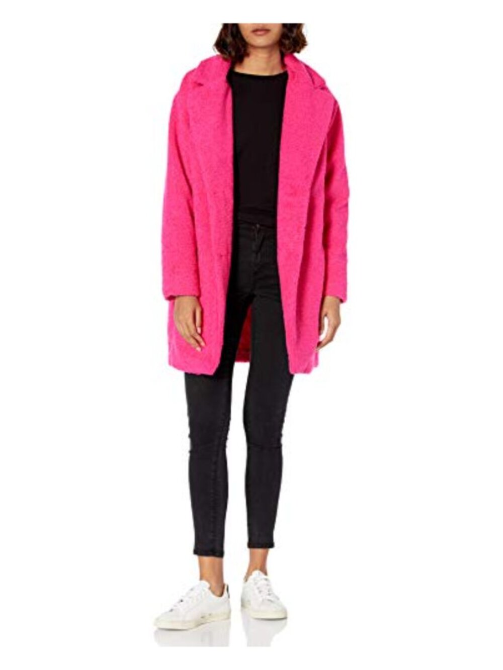 Daily Ritual Teddy Bear Fleece Lapel Coat Off-Seam Pockets